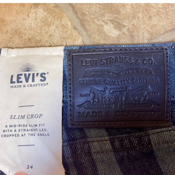 NWT Levi's Made & Crafted Blue Striped Denim Slim Crop Jeans, Size 24 - Picture 7 of 8